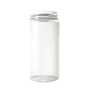 Pot PET 330ml M1 cylindrique col large 58 transparent