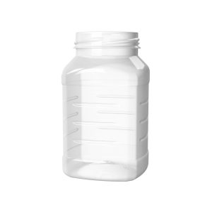 Pot PET 400ml M1 carré col large 58 transparent nervuré
