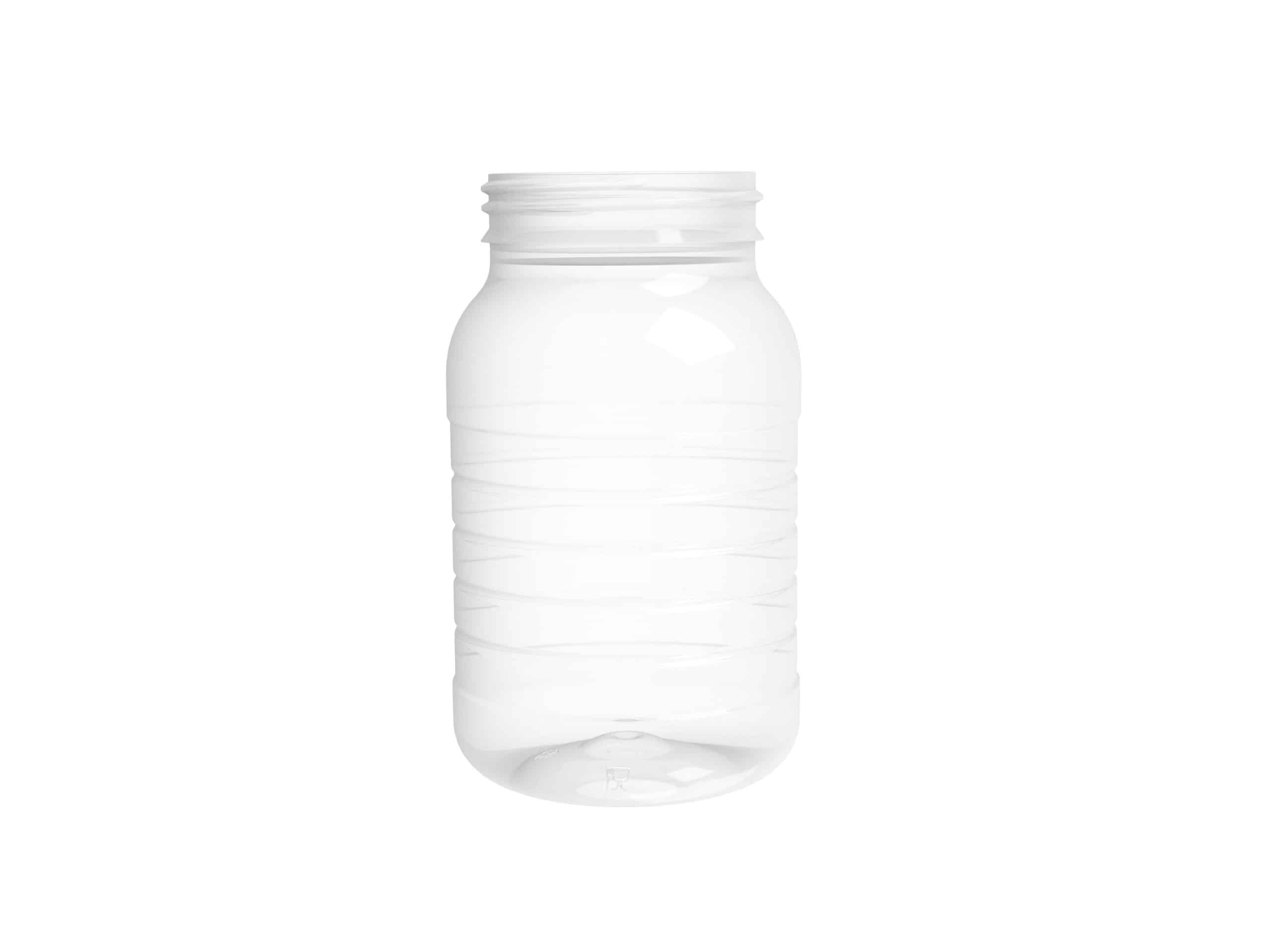 Pot PET 500ml M3 cylindrique col large 63 1E inviolable transparent nervuré - transparent