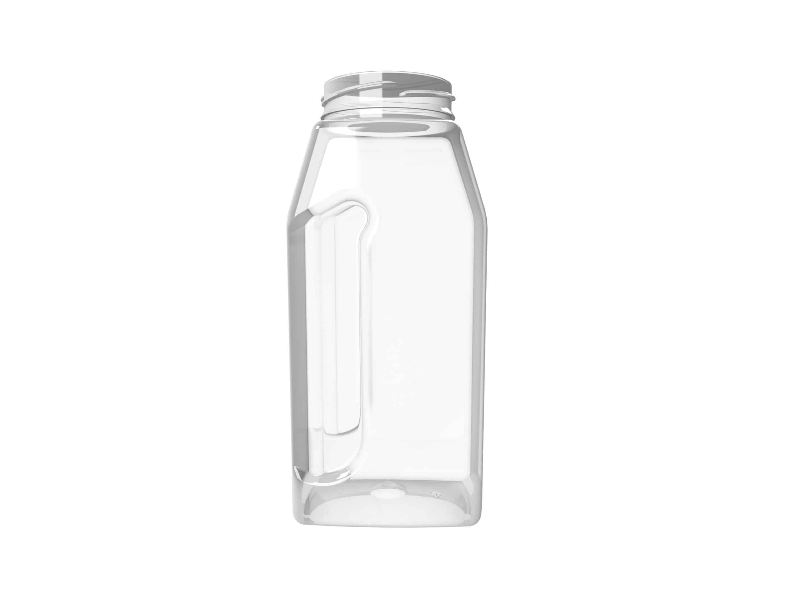 Pot PET 1000ml M1 rectangulaire avec poignée col large 63 transparent