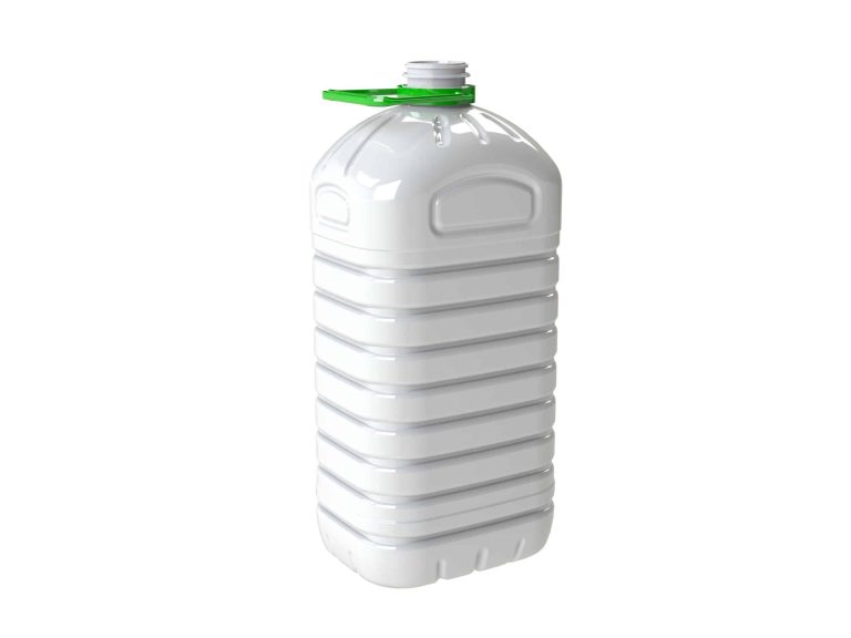 Bidon PET 5000ml M1 rectangulaire transparent avec anse verte - blanc avec anse verte