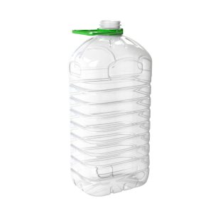 Bidon PET 5000ml M1 rectangulaire transparent avec anse verte - transparent avec anse verte
