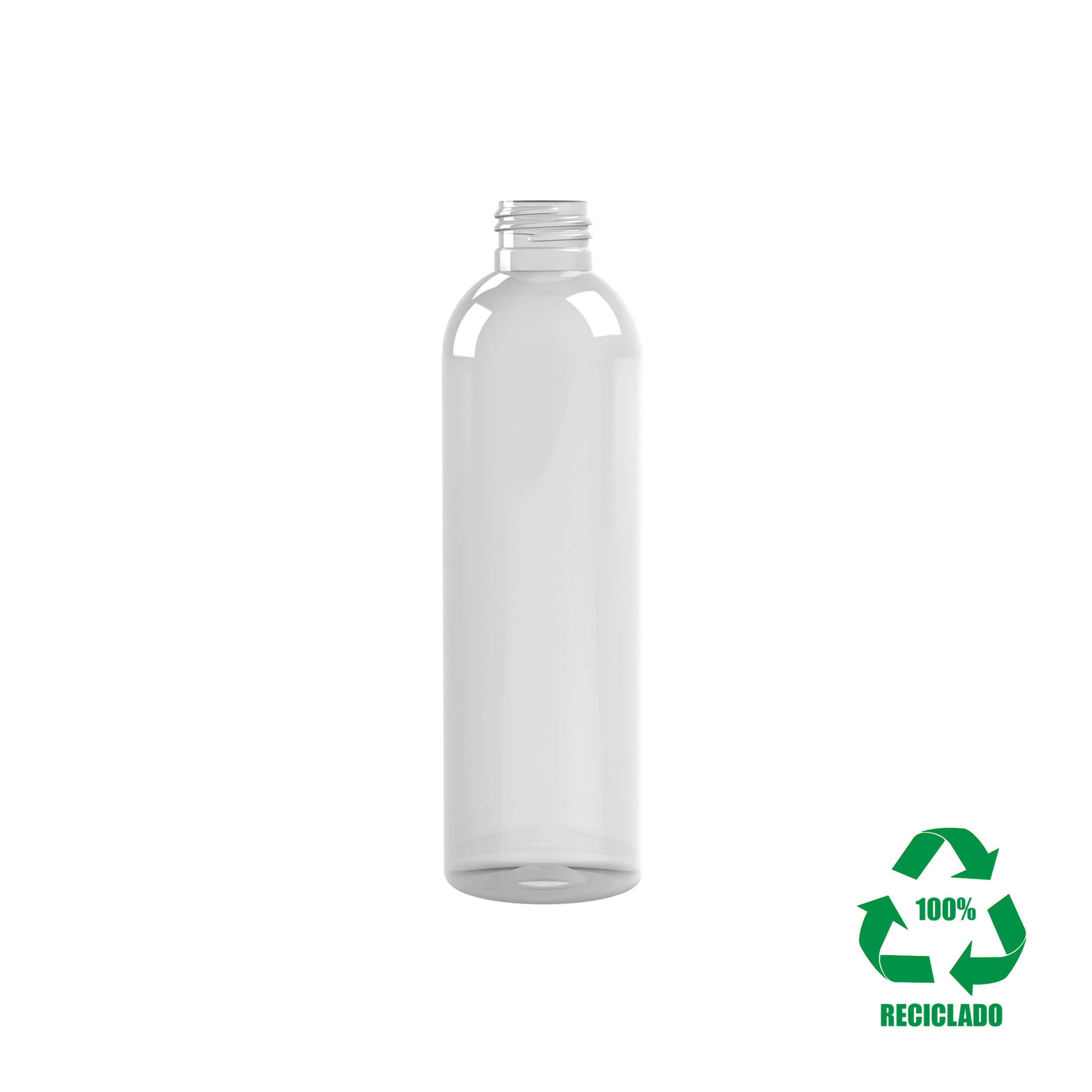 Flacon rPET100 250ml M2 cylindrique 24-410 transparent - transparent