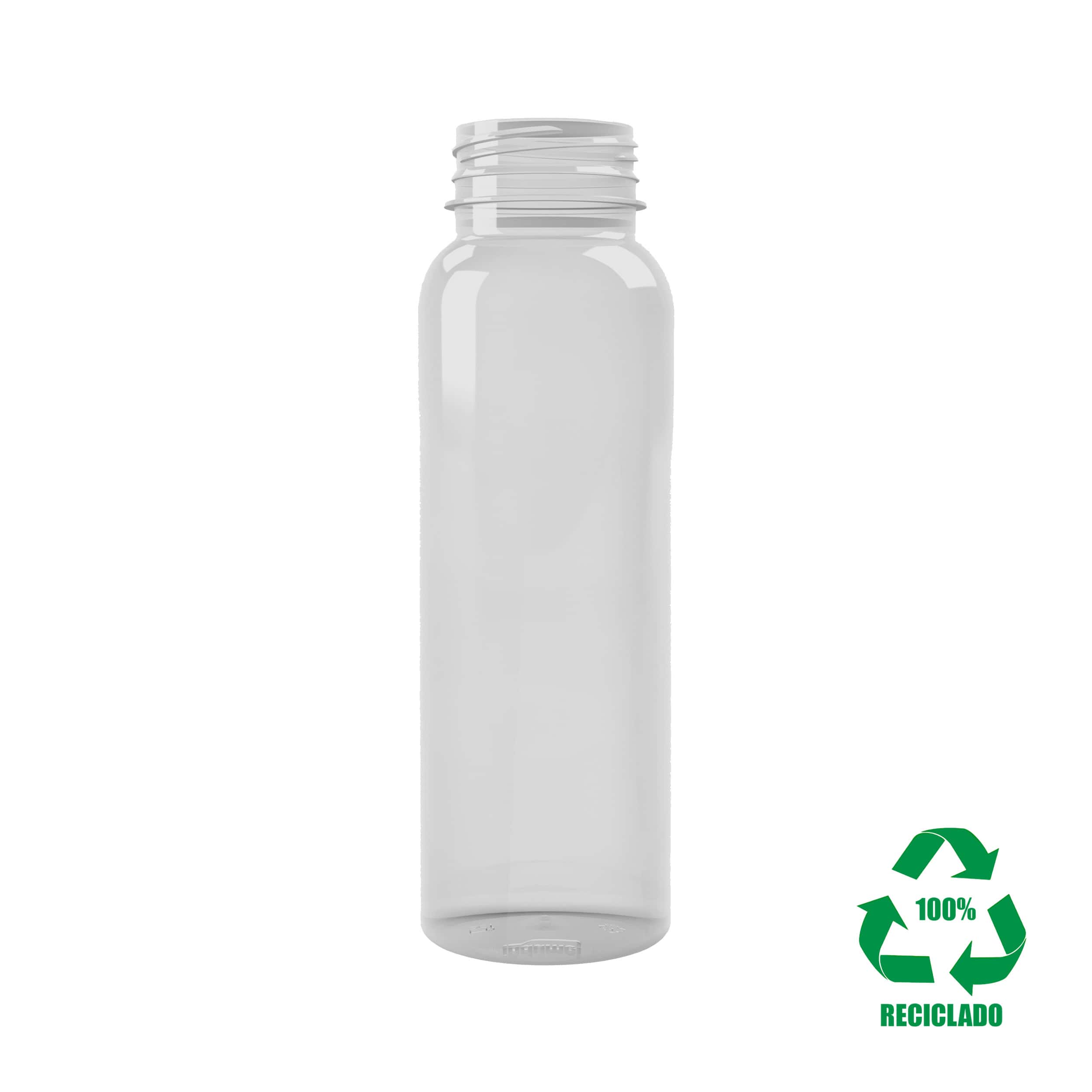 Flacon rPET100 300ml cylindrique 38 3E avec bague transparent