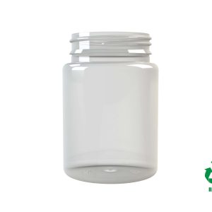 Pot rPET100 300ml M4 cylindrique col large 63 1E inviolable transparent