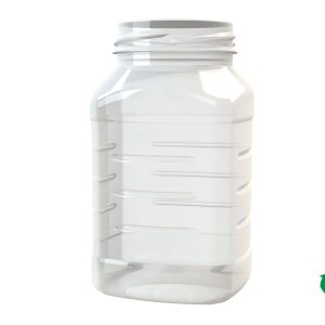 Pot rPET100 400ml M1 carré col large 58 transparent nervuré