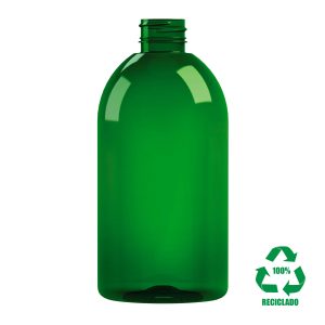 Flacon rPET100 500ml M1 cylindrique 28-410 inviolable vert
