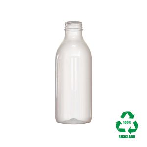 Flacon rPET100 750ml M6 cylindrique 38 3E avec bague transparent