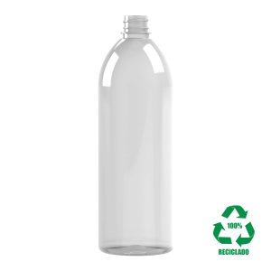 Flacon rPET100 1000ml M1 cylindrique 28/410 inviolable avec bague transparent 45g
