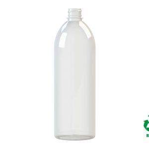 Flacon rPET30 1000ml M1 cylindrique 28/410 inviolable avec bague transparent 45g
